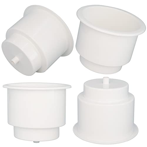 Yuanhe White Plastic Cup Drink Holder Insert with Drain for Boat Car Marine Rv, 4PCS - size: 4PCS