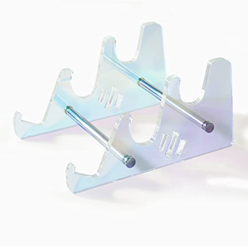 3-Tier Acrylic Keyboard Display Stand, Colorful Clear Keyboard Storage Holder, Mechanical Keyboard Collection Holders Rainbow Desk Accessories