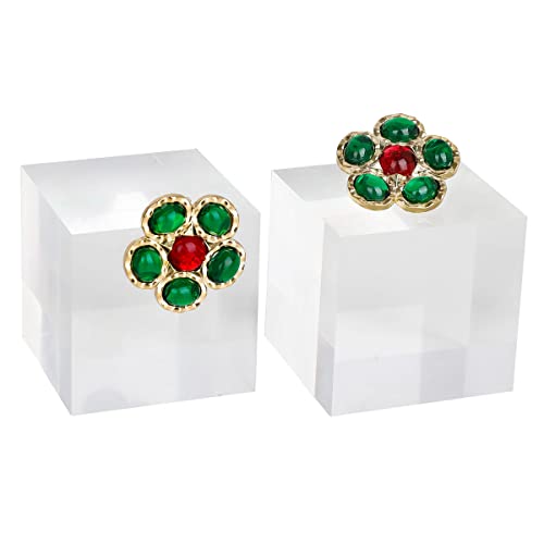 2pcs Acrylic earring display risers, Jewelry display riser stand, clear ring risers for display selling【2pcs 1.57 L x1.57 W x1.57 H inch】 - size: 1.57 L x1.57 W x1.57 H inch 2pcs