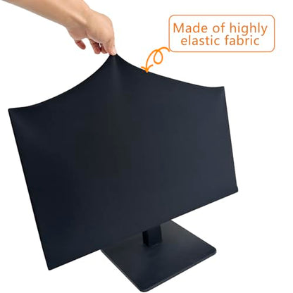 3-Piece Computer Dust Cover Set - Waterproof & Dustproof with Elastic Fabric, Pure Black Minimalist Design, Includes mainframe Case, Keyboard & 19-27 Inch Monitor Covers , Universal Fit