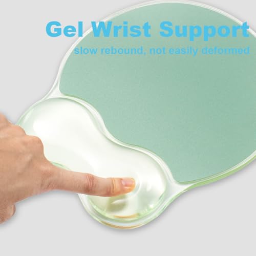 Gel Wrist Rest for Keyboard and Mouse - Ergonomic Green Mouse Pad with Wrist Rest Support Non-Slip Base for Desktop/Latop/Office/Home - color: Green, style: Wave Shape