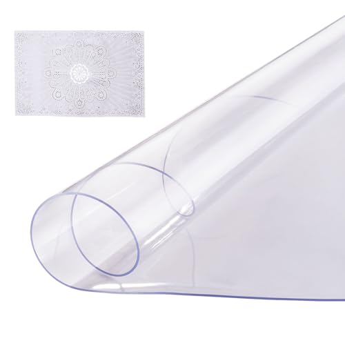 VEVOR Plastic Table Cover, 48 x 48 Inch 2.0 mm Thick Clear Round PVC Desk Mat Protector, Waterproof & Easy Cleaning Tablecloth for Office, Dresser, Dining Room, Night Stand - size: 48" (Round)