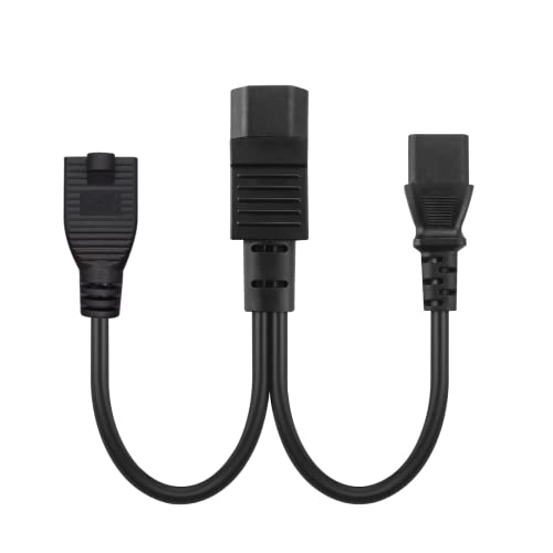 IEC 320 C14 to C13+5-15R Y Split Short Power Adapter Cord IEC 320 C14 Male to C13/Nema 5-15R Female Y Split Power Cord 0.32M/1FT - color: C14 to C13+5-15R