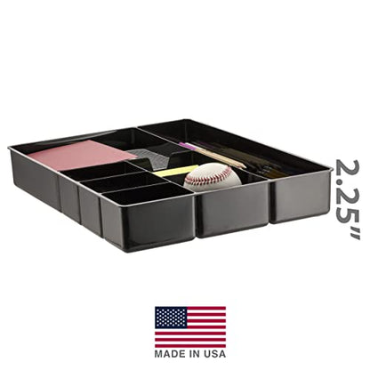 Officemate Deep Drawer Organizer Tray, 8 Compartments, 2 1/4"H x 15 1/8"W x 11 1/2"D, Black - size: (Pack of 1)