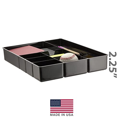 Officemate Deep Drawer Organizer Tray, 8 Compartments, 2 1/4" H x 15 1/8" W x 11 1/2" D, Black (Pack of 6) - size: (Pack of 6)
