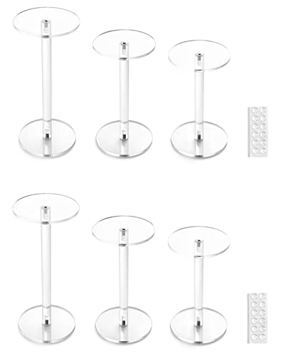 QWORK Round Acrylic Display Stand, 2 Sets Premium Clear Round Riser Stands