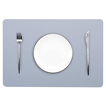 Wipeable Placemats Leather Table Mats Waterproof Heat-Resistant Easy to Clean for Dining Table Set Kitchen Table (2, Pale Blue) - color: Pale Blue, size: set of 2