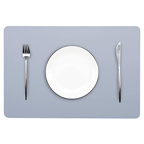 Wipeable Placemats Leather Table Mats Waterproof Heat-Resistant Easy to Clean for Dining Table Set Kitchen Table (6, Pale Blue) - color: Pale Blue, size: set of 6