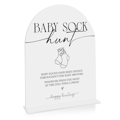 Baby Sock Hunt Baby Shower Game Sign babys Sock Hunt Sign Shower Reception Event Party Table Desk Acrylic Decor 8x10 Inch - color: baby sock hunt
