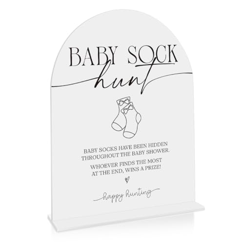 Baby Sock Hunt Baby Shower Game Sign babys Sock Hunt Sign Shower Reception Event Party Table Desk Acrylic Decor 8x10 Inch - color: baby sock hunt