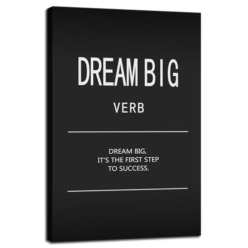 Motivational Canvas Wall Art Inspirational Dream Big Verb Posters Painting Quotes Wall Decor Office Wall Art Pictures Wall Decor Positive Affirmations Home Living Room Framed[12" W X 18" H] - color: A-ONE-07, size: 12"L x 18"W