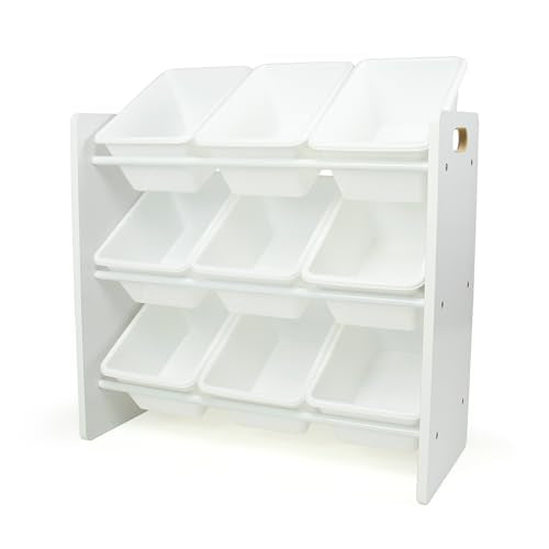 Humble Crew Toy Storage Organizer with 9 Removable Storage Bins for Kids Playroom, 3-Tier Toddler Toy Organization and Storage, White/White - color: White