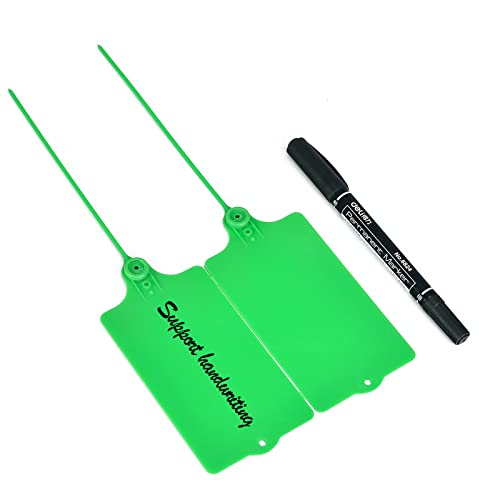 100 Plastic Tags Shipping Tags Water Proof Tags for Labeling Shipping Labels Security Seals Writable Marker Ties Hanging Tags Storage Tag with One Marker Pen (Green) - color: Green
