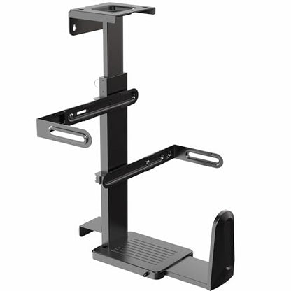 VIVO Adjustable Under Desk and Wall PC Mount, Heavy Duty Large Computer Case CPU Tower Holder with Secure Locking, Holds up to 44 lbs, Black, MOUNT-PC06R