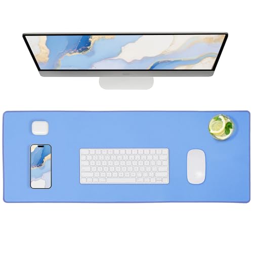 ALOANES Waterproof Gaming Mousepad Large Mouse Mat Non-Slip Rubber Base | Blue Grain Jacquard Surface Keyboard Desk Mat for Computer Office Home 35.43"x15.74"x0.12" - color: 01- Pro Blue, size: 35.4L x 15.7W inches
