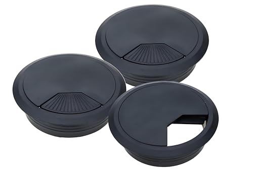 Large Desk Grommet Wire Organizer for Office Cord Management 80mm/3.15" Mounting Dia - Pack of 3