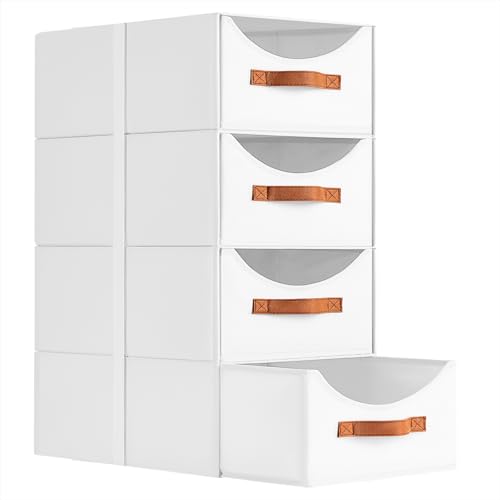 Homsorout Closet Organizers and Storage - Large Stackable Storage Bins with Drawer, Fabric Bins for Organization, Collapsible Storage Drawers Organizer for Bedroom, Living Room, 4 Pack, White - color: White, size: 16 Inch. - 4 Pack