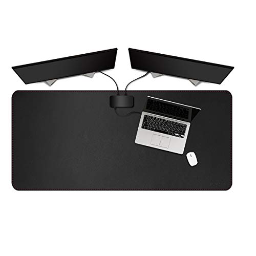 ZORESYN Large Leather Desk Pad 47.2"x23.6", PU Leather Desk Blotter for Office, Non-Slip Waterproof Mouse Pad Mat for Keyboard Laptop, Extra Large Desk Protector (Black) - color: Black, size: 47.2L x 23.6W inches