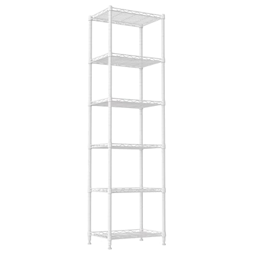 REGILLER 6 Wire Shelving Steel Storage Rack Adjustable Unit Shelves for Laundry Bathroom Kitchen Pantry Closet(White,11.7" D x 16.8" W x 63" H) - color: White, size: 6tier 11.7"D x 16.8"W x 63"H