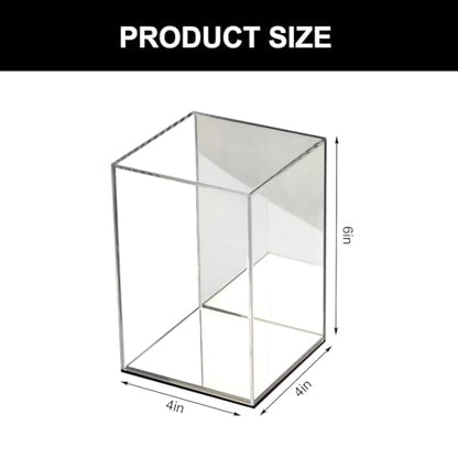Clear Acrylic Display Case with Mirrored Back and Base, Assemble Countertop Storage Box Stand Organizer, Cube Dustproof Display Box Showcase for Action Figures Doll Models Toys, 4x4x6Inch - size: 4x4x6Inch