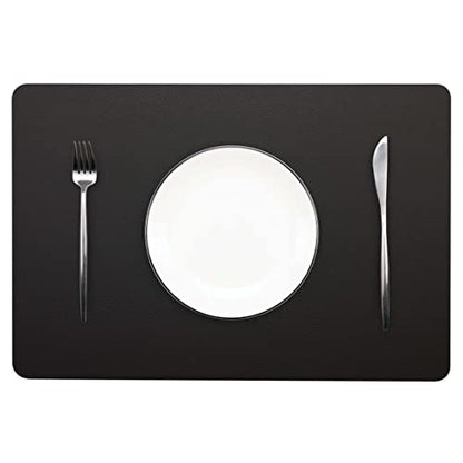 Wipeable Placemats Leather Table Mats Waterproof Heat-Resistant Easy to Clean for Dining Table Set Kitchen Table (6, Black) - color: Black, size: set of 6