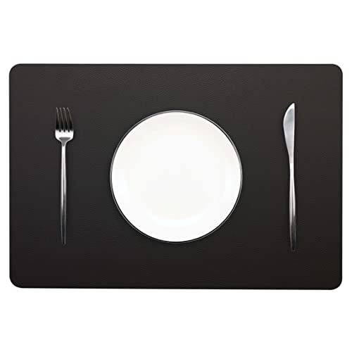 Wipeable Placemats Leather Table Mats Waterproof Heat-Resistant Easy to Clean for Dining Table Set Kitchen Table (6, Black) - color: Black, size: set of 6
