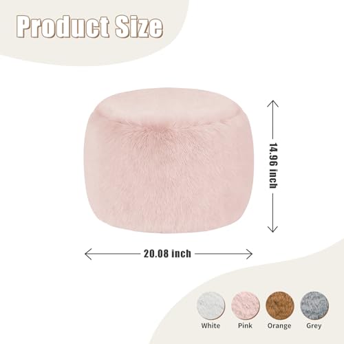 Gericco Round Stuffed Pouf Ottoman for Foot Rest, A Round Modern Foam Filled Poufs, Floor Chair for Living Room, Nursery, Dorm, A Soft Modern Foot Stool Perfect to Rest Your Feet (Pink, 20Inch) - color: Pink, size: 20.1"D x 20.1"W x 15"H