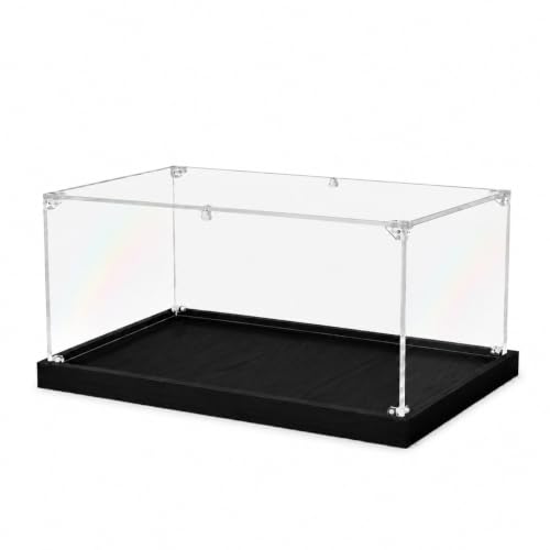 JUJOMAT Acrylic Display Case for Collectibles Clear Acrylic Display Box for Lego Action Figures Doll Hobby, Fits 1:18 Scale Model Cars, Assembly Required, Black Base (14 x 10 x 6 inches) - color: Black, size: 14 x 10 x 6 inches