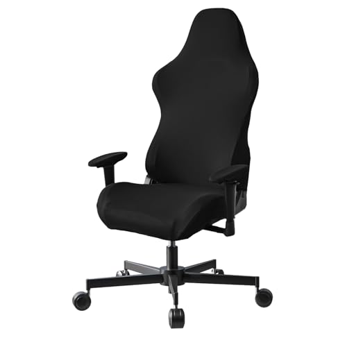 Stretch Gaming Chair Cover, Soft and Comfortable, Dust Protection, Modern Design, for Office Computer Racing Seat(Black) - color: Black