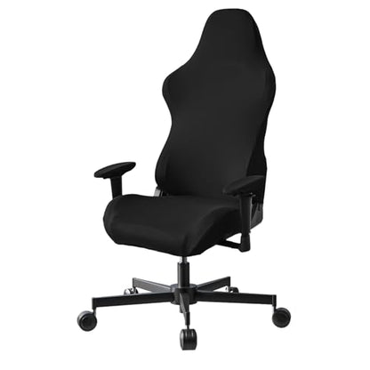 Stretch Gaming Chair Cover, Soft and Comfortable, Dust Protection, Modern Design, for Office Computer Racing Seat(Black) - color: Black