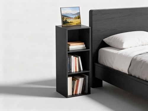 3 Cube Storage Organizer, 3 Tier Cube Low Bookcase Freestanding Storage Display Organizer, Three-Cubes Open Shelf Bookshelf for Home Office (Black, 3-Cube) - color: Black, size: 3-Cube