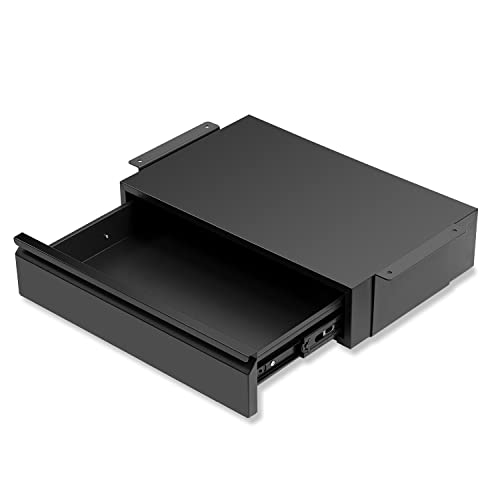 1 Pack Under Desk Drawer 18", Pull-out Storage Organizer with Large Slide Extension Mounted Under Flat Wooden Table or Workbench, Black_Normal Version - color: Black_Normal