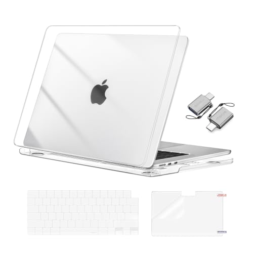 MOSISO Compatible with MacBook Air 15 inch Case M5 2026 M4 2025 M3 M2 2024 2023 A3448 A3241 A3114 A2941, Hard Shell&Keyboard Cover&Screen Film&Type C, Great for Study Travel Work, Crystal Clear - color: Crystal Clear
