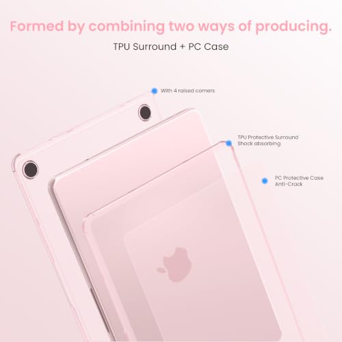 G JGOO Compatible with MacBook Neo Case 13 inch 2026 Release Model A3404 with A18 Pro Chip, Anti-Fingerprints Reinforced TPU Bumper Hard Shell Case with Keyboard Cover & Screen Protector, Blush - color: Matte Blush