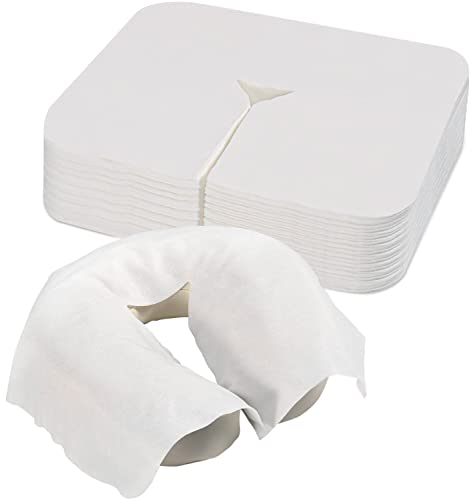 500 Count Disposable Face Cradle Covers for Massage Table | Soft Spunlace Massage Table Headrest Covers, 12 x 16 Inch Face Rest Covers for Spa, Salon, Chiropractic & Tattoo, White - size: 500 pcs