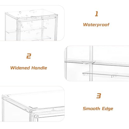 LXLXXL Small Acrylic Display Case for Collectibles 3 Layer Adjustable Display Case with Magnetic Door Clear Stackable Display Box for Mini Figures, 2 Pack - size: Small 2 Pack