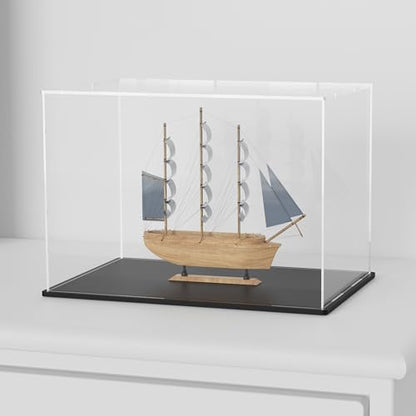 Acrylic Box with Matt Black Base, Simple Self-Assembly Clear Acrylic Display Case, 14.5x11x11 inch Showcase with Lid for Collectibles & DIY Dollhouse - color: Matt Black, size: 14.5x11x11 inch