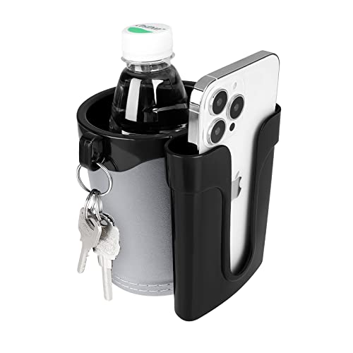 Accmor 3-in-1 Bike Cup Holder with Cell Phone Keys Holder, Bike Water Bottle Holders, Universal Bar Drink Cup Can Holder for Bicycles, Motorcycles, Scooters, Black Grey - color: Black Grey