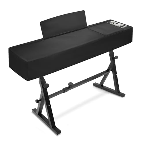 Explore Land 88 Keys Digital Piano Dust Cover with Music Stand Opening and Pockets - Waterproof Leatherette Electronic Keyboard Cover Fits for Most Piano(Black) - color: Black