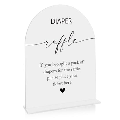 Diaper Raffle Sign, Baby Shower Diaper Game Sign, Shower Reception Event Party Table Desk Acrylic Decor 8x10 Inch - color: diaper raffle 8x10