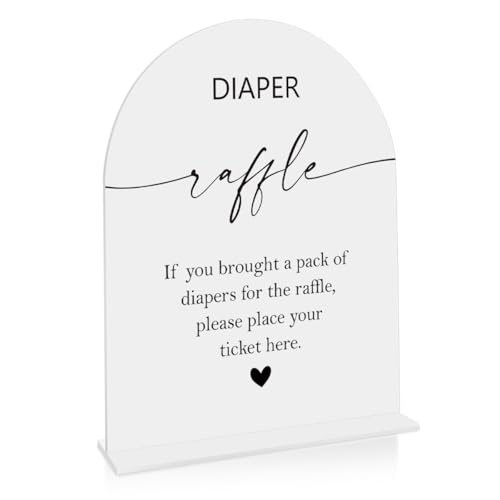 Diaper Raffle Sign, Baby Shower Diaper Game Sign, Shower Reception Event Party Table Desk Acrylic Decor 8x10 Inch - color: diaper raffle 8x10