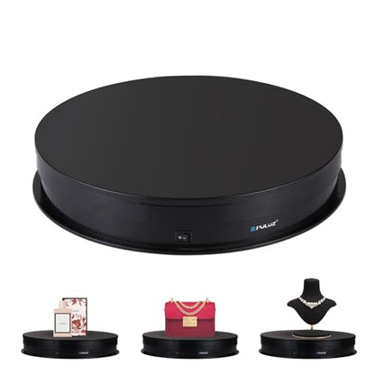 PULUZ 360 Degree Photography Turntable Rotating Display Stand, 11.2in(28cm) Diameter 360 Degree Turntable Display Stand for Photography Video Shooting Props Jewelry, Max Load 44Lb (Black) - size: 11.3inch/Black