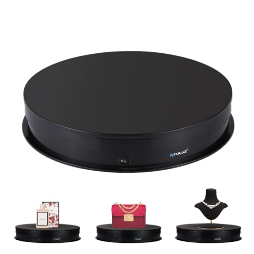 PULUZ 360 Degree Photography Turntable Rotating Display Stand, 11.2in(28cm) Diameter 360 Degree Turntable Display Stand for Photography Video Shooting Props Jewelry, Max Load 44Lb (Black) - size: 11.3inch/Black