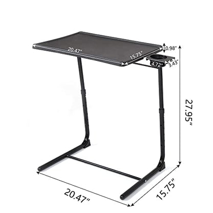 JAXPETY TV Tray Table, Folding TV Dinner with Cup Holder, Adjustable TV Desk with 3 Angle and 6 Height Adjustments, Couch Table for Eating on Sofa & Bed, Stowaway Laptop Stand, Black - color: Black