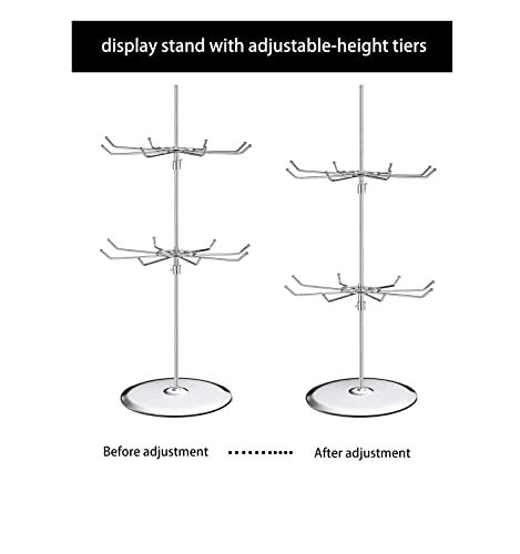 Polmart Medium Duty Tier Heights Adjustable Countertop Spinner Display Stand (Silver, 2-Tier)