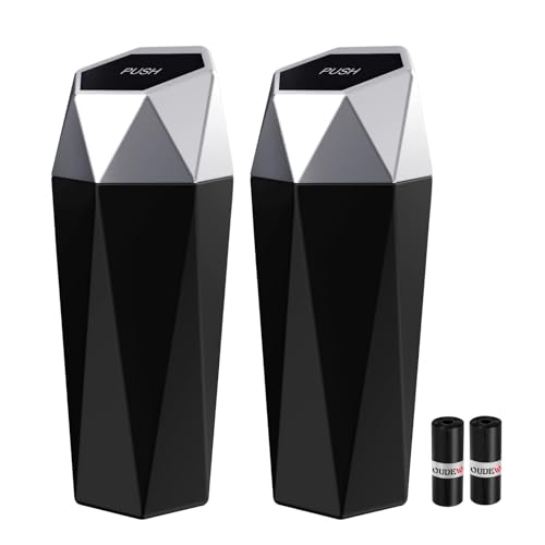 Car Trash Can with Lid - 2-Pack, Interior Accessories for Vehicles, Leakproof Garbage Can with 30 Detachable Trash Bags, Multipurpose Organizers and Storage Solutions for Home and Office - color: silver-2Pcs