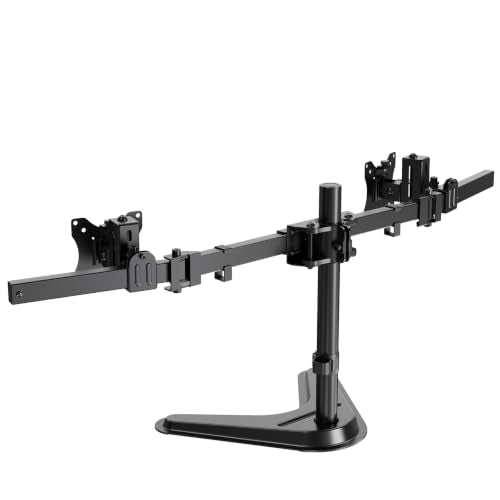Dual Monitor Stand fits 17 to 32 inch – Free Standing Heavy Duty Monitor Mount with Precise Tilt, Swivel, Rotate and Height Adjust, 19.8 lbs per Arm, VESA 75/100mm - size: Dual Arms