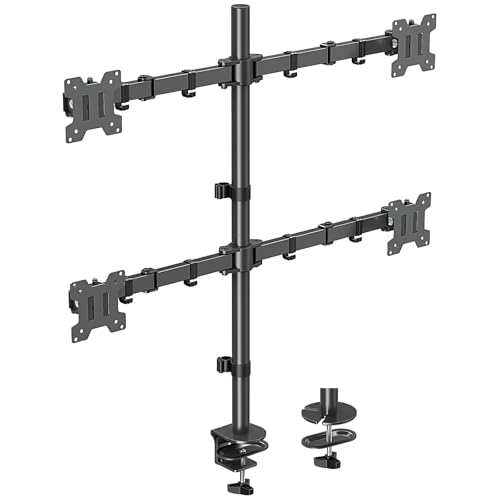MOUNTUP Quad Monitor Stand, 4 Monitors Desk Mount for 17 to 32 inch Computer Screens, Fully Adjustable Stacked Mount with Tilt Swivel, 4 Heavy Duty Monitor Mount, Holds up to 17.6lbs per Arm - size: Quad