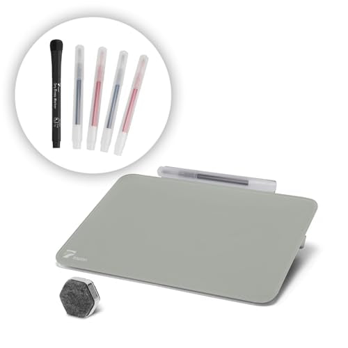 TOWON Small Glass Dry Erase Board, Desk White Board with Standing, Mini Whiteboard Easel Pad Set, Stenography Artifact for Office, Home and School Supplies, 8 x 6 Inches, Gray - color: Gray