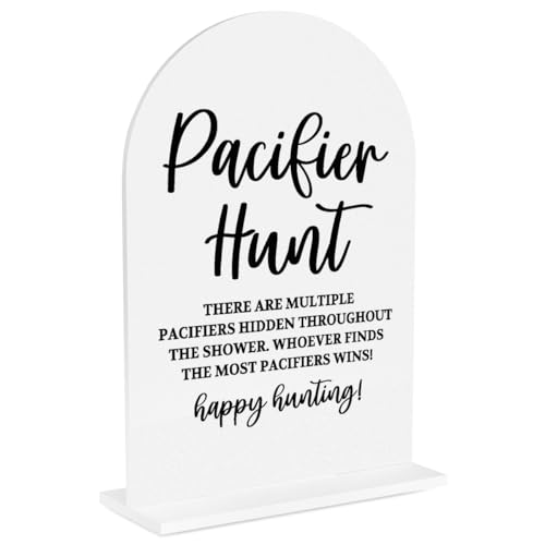 Baby in Bloom Shower Decorations Shower Sign, Pacifier Hunt Rustic Baby Shower 5x7 Inch Arch Acrylic Signs, Pacifiers for Shower Game Signs - color: Pacifier